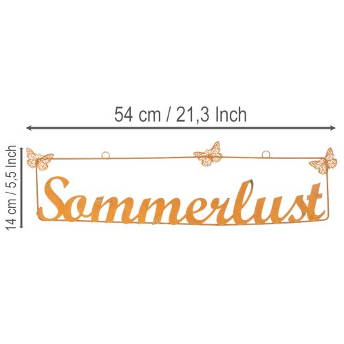 Gartendeko mit Schmetterlingen, Hänger “Sommerlust”, Metalldeko Edelrost L54,5cm H14cm | Floristik24.de