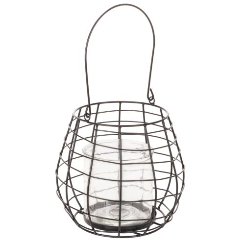 Gartenlaterne mit Glas Windlicht Schwarz Ø20cm H18,5cm kaufen | Floristik24.de