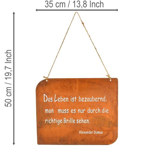 Gartenschild Rost Metall mit Spruch Das Leben 35x30cm | Floristik24.de