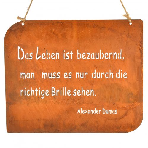 Gartenschild Rost Metall mit Spruch Das Leben 35x30cm