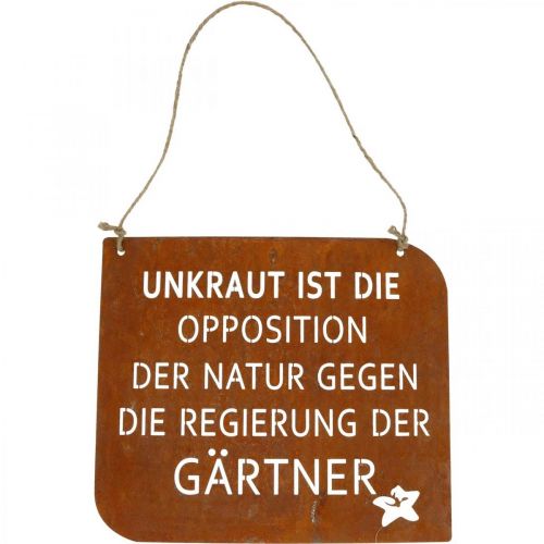 Floristik24 Gartenschild mit Spruch „Unkraut“ Rost Deko Garten 35×30cm