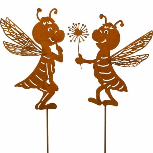 Gartenstecker Biene Edelrost Gartendeko Frühlingsdeko 2St