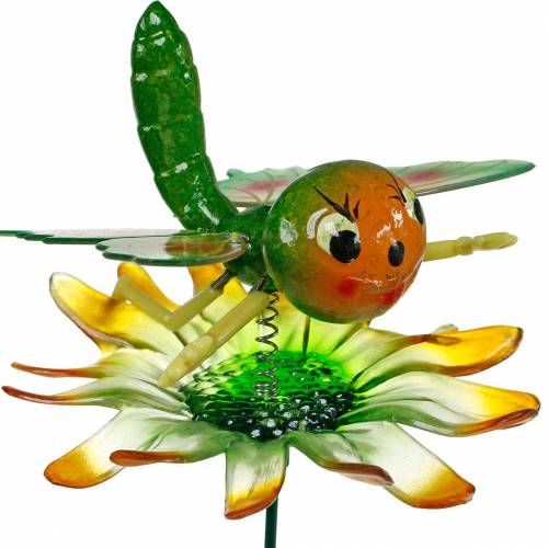 Floristik24 Dekostecker Schmetterling und Blume mit Metallfedern Grün, Orange H70cm