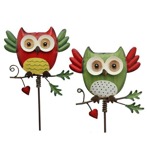 Floristik24 Gartenstecker Metall-Eule sortiert 57cm 2St