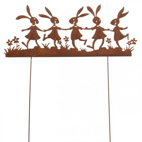 Floristik24 Gartenstecker Rost Ostern, Blumenstecker Hasen Metall B40cm