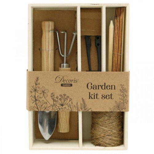 Gartenwerkzeug-Set, Grundausstattung Kleingeräte in Box 22×15×5,5cm 6-teilig