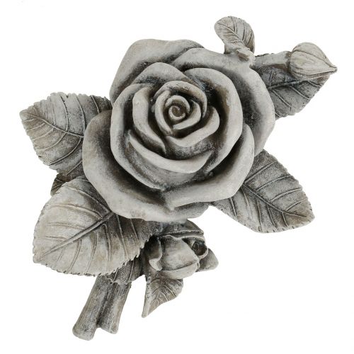 Rose für Grabschmuck Grau 16cm x 13,5cm 2 St