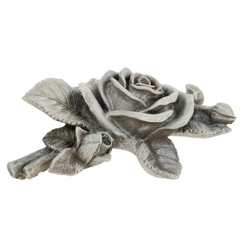 Floristik24 Rose für Grabschmuck Grau 16cm x 13,5cm 2 St