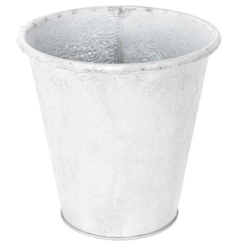 Gefäß mit Ornamenten, Pflanztopf, Metallübertopf Weiß Ø18,5cm H18cm kaufen | Floristik24.de
