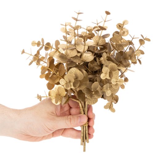 Kunstpflanze Eukalyptus Goldfarbener Deko Zweig für Tischdeko 24cm | Floristik24.de