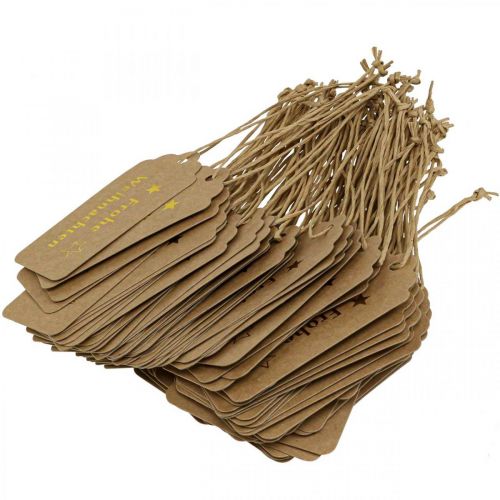 Artikel Geschenkanhänger Weihnachten Natur Papier 9,5×4,5cm 100St