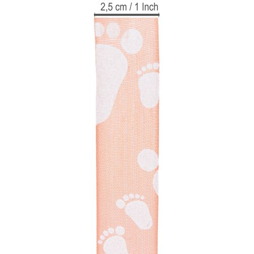 Artikel Geschenkband Baby Füße Deko Taufe Band Rosa 25mm 16m