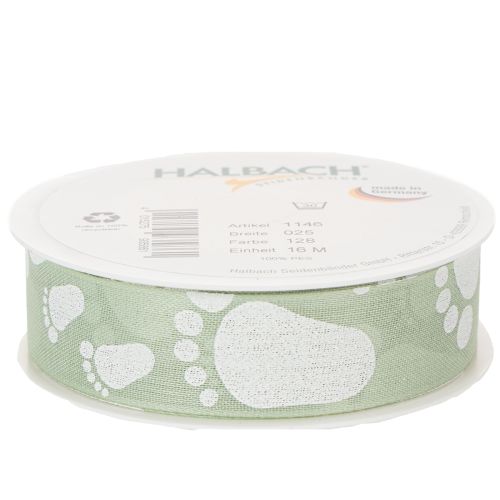 Artikel Geschenkband Baby Füße Deko Taufe Grün 25mm 16m