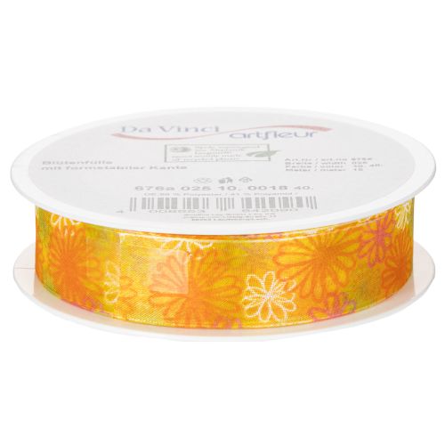 Artikel Geschenkband Blumen Organzaband Gelb Orange 25mm 18m