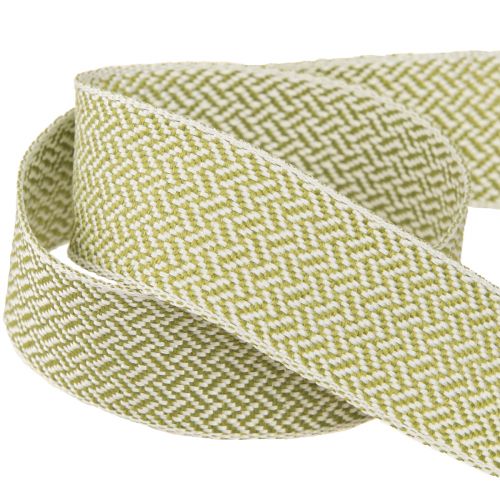 Artikel Geschenkband Fischgrätmuster Dekoband Weiß Grün 25mm 15m