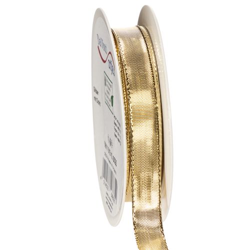 Artikel Geschenkband Gold mit Drahtkante 15mm 25m