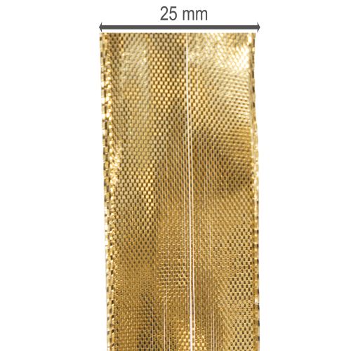 Geschenkband Gold mit Drahtkante 25mm 25m | Floristik24.de