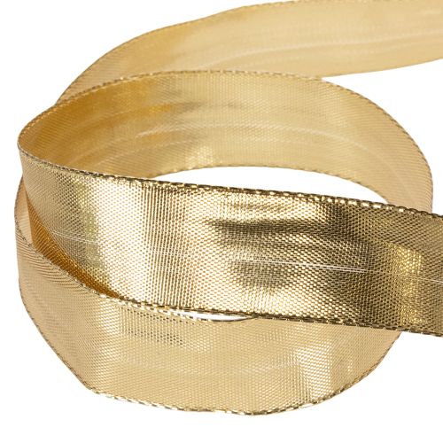 Geschenkband Gold mit Drahtkante 25mm 25m | Floristik24.de