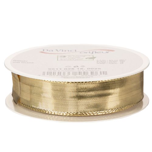 Geschenkband Gold mit Drahtkante 25mm 25m | Floristik24.de