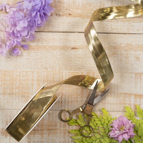 Artikel Geschenkband Gold mit Drahtkante 25mm 25m