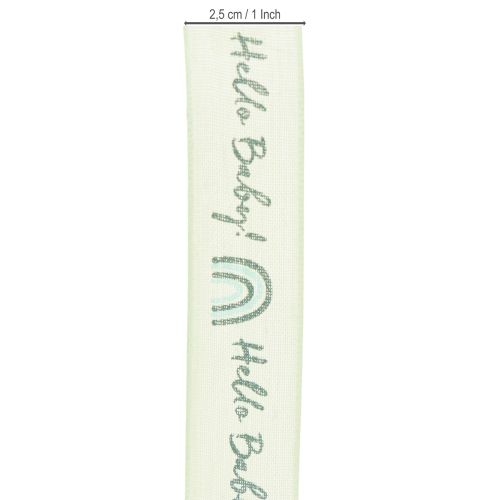Geschenkband Hello Baby Dekoband Taufe Grün 25mm 16m | Floristik24.de