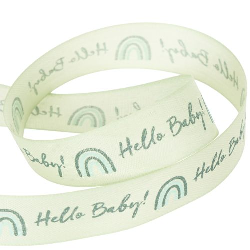 Geschenkband Hello Baby Dekoband Taufe Grün 25mm 16m | Floristik24.de