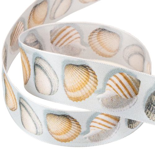 Artikel Geschenkband Maritime Deko Muscheln Blau 25mm 15m