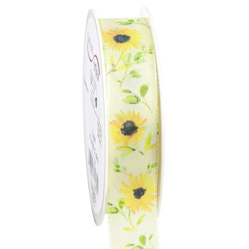 Geschenkband Sonnenblumen Seidenband Gelb 25mm 18m