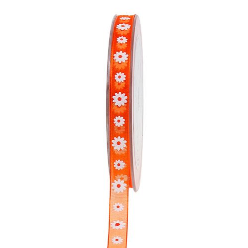 Floristik24 Geschenkband Orange mit Blüte 10mm 20m