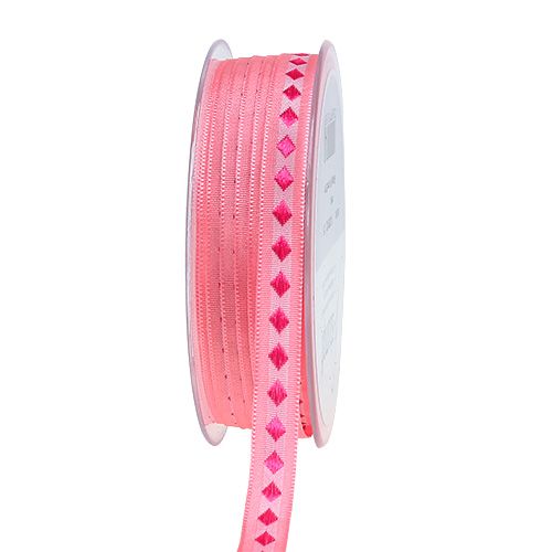 Floristik24 Geschenkband Rosa mit Muster 10mm 20m