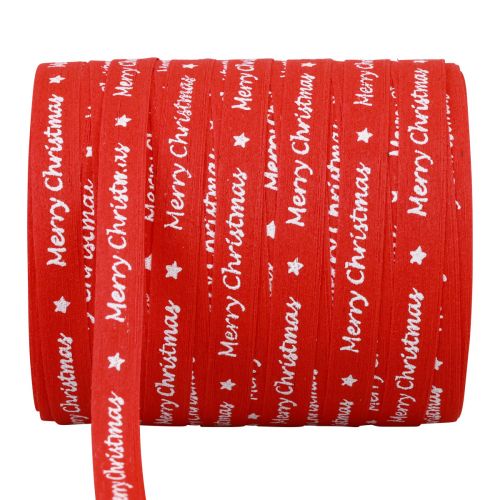 Geschenkband Rot „Merry Christmas“ Baumwolle 10mm 100m