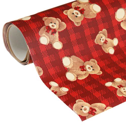 Artikel Geschenkpapier Geburtstag Teddybär Rot Kariert 70x200cm