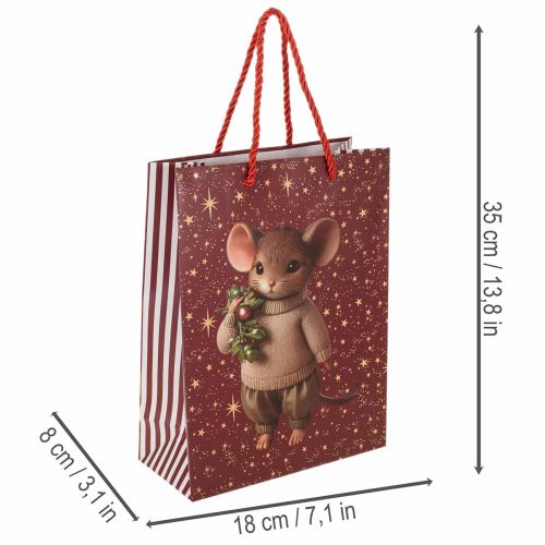 Geschenktüte mit Mausmotiv und Sternen für Weihnachten 24cm 2St | Floristik24.de