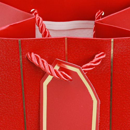 Floristik24 Geschenktüte Flaschentasche Papier Rot Gold 9×12×36cm 1 St