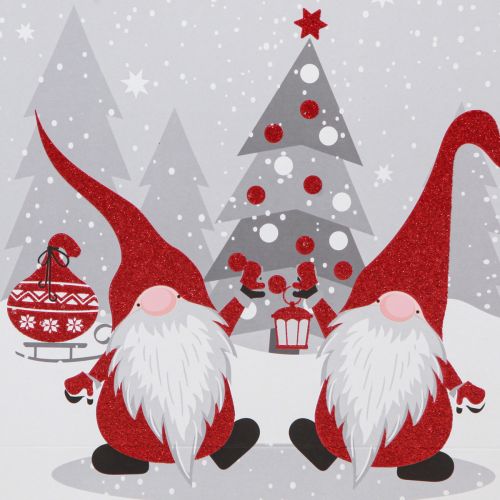 Artikel Geschenktüte mit Henkeln Wichtel Rot Grau Weiß 24×18×8cm 4St