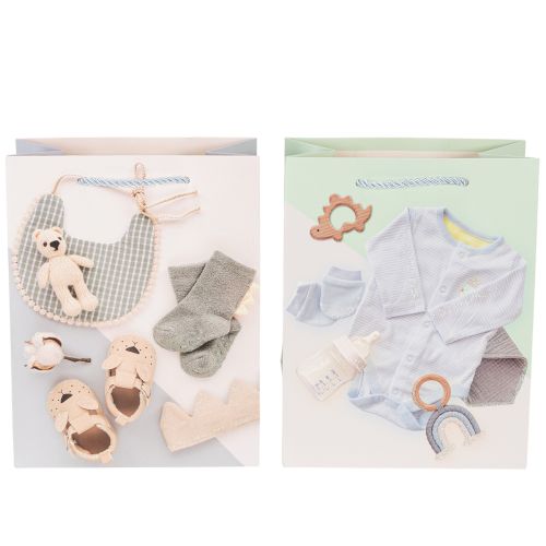 Artikel Geschenktasche Baby Junge Ideal für Babygeschenke zur Geburt 23cm 2St