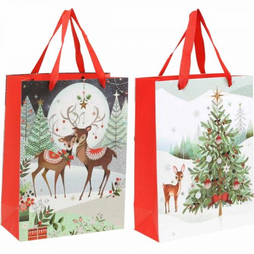 Floristik24 Geschenktüten Weihnachten Geschenktasche Hirsche 24×18cm 2St