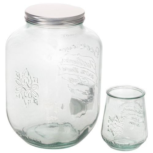 Getränkespender Glas mit Zapfhahn Set mit 4 Trinkgläsern H25,5cm | Floristik24.de