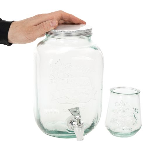 Getränkespender Glas mit Zapfhahn Set mit 4 Trinkgläsern H25,5cm | Floristik24.de