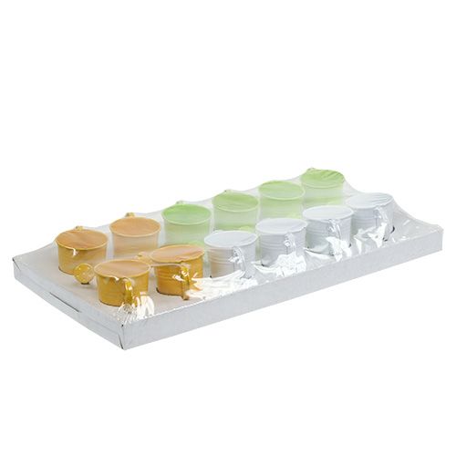 Floristik24 Gießkanne Ø5,5cm H5,5cm 12St. Gelb/Grün/Weiß