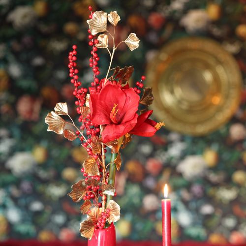 Gingko Zweig Deko Kunstpflanze Bronze Glitter 84cm | Floristik24.de