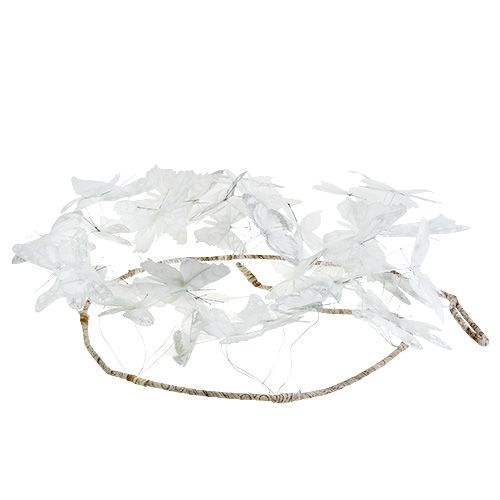 Floristik24 Girlande mit Schmetterlingen Weiß 154cm