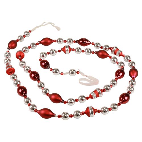 Floristik24 Girlande Weihnachten Glas Deko Rot Silber Fensterdeko 200cm