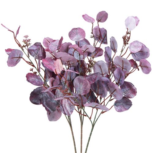 Floristik24 Glamour Eukalyptuszweig Eukalyptus künstlich Violett 65cm 3St