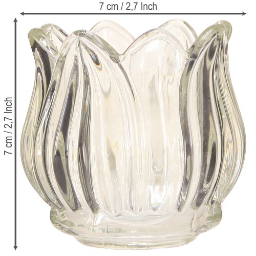 Artikel Glas Teelichthalter Tulpe Teelichtglas Klar Ø7cm H7cm 2St