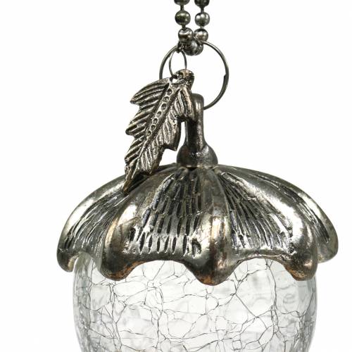 Floristik24 Christbaumschmuck Eichel zum Hängen Metall Glas Silber 7cm 4St