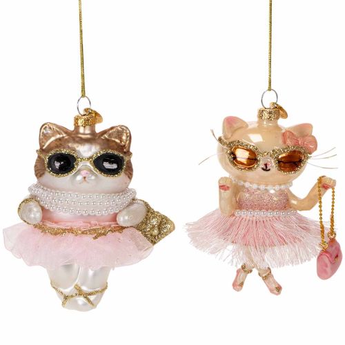 Katzen-Glasanhänger mit Tutu als Christbaumschmuck 11cm 2St kaufen | Floristik24.de