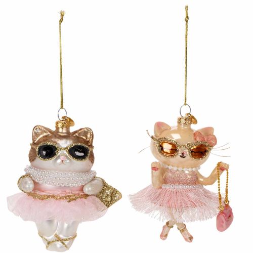 Katzen-Glasanhänger mit Tutu