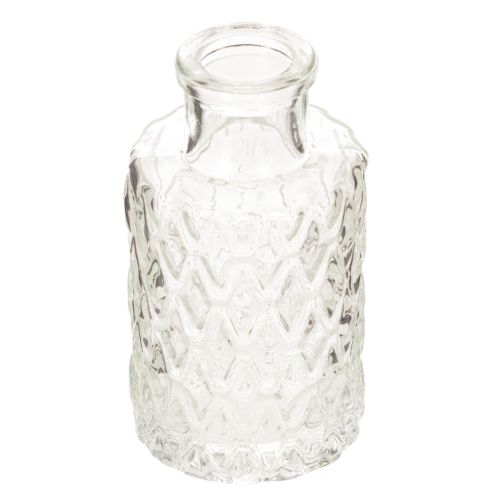 Mini Glasvase mit Rautenmuster Kleine Tischvase Flasche transparent 9cm 6St kaufen | Floristik24.de