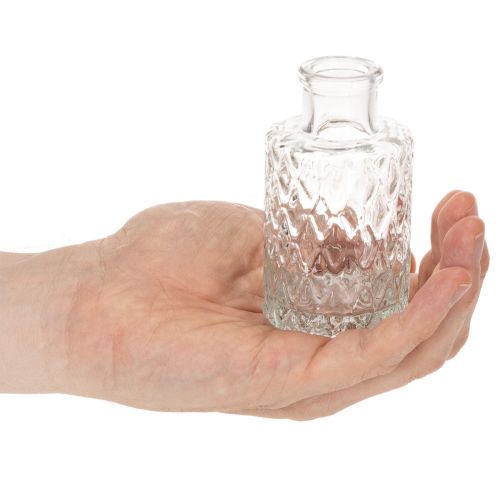 Mini Glasvase mit Rautenmuster Kleine Tischvase Flasche transparent 9cm 6St | Floristik24.de